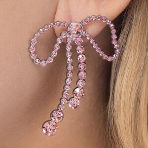 💖💎💖 “BLACK BOW TIE PINK” RHINESTONE POST EARRINGS ~ PAPARAZZI❗️💖💎💖